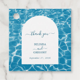 Moderne Waterverf Blue Ocean Beach bruiloft Bedankjes Labels