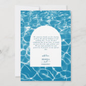 Moderne Waterverf Blue Ocean Beach bruiloft Bedankkaart (Achterkant)