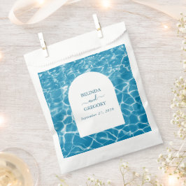Moderne Waterverf Blue Ocean Beach bruiloft Bedankzakje