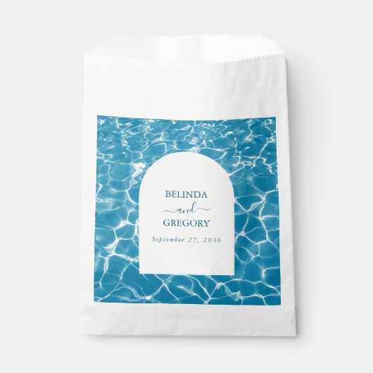 Moderne Waterverf Blue Ocean Beach bruiloft Bedankzakje (Voorkant)