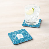 Moderne Waterverf Blue Ocean Beach bruiloft Bier Onderzetter (Rechterzijde)