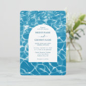 Moderne Waterverf Blue Ocean Beach bruiloft Kaart (Staand voorkant)