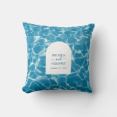 Moderne Waterverf Blue Ocean Beach bruiloft Kussen (Voorkant)