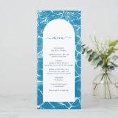 Moderne Waterverf Blue Ocean Beach bruiloft Menu (Staand voorkant)