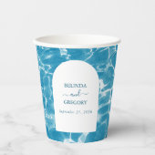 Moderne Waterverf Blue Ocean Beach bruiloft Papieren Bekers (Voorkant)