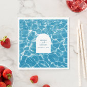 Moderne Waterverf Blue Ocean Beach bruiloft Servet (Insitu)