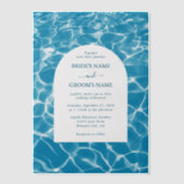 Moderne Waterverf Blue Ocean Beach bruiloft Vellum Uitnodigingen (Voorkant)