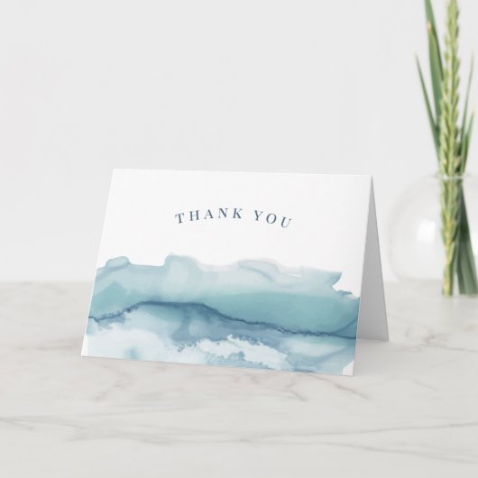 Moderne Waterverf Blue Ocean Wedding Bedankt Kaart (Voorkant)