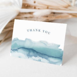 Moderne Waterverf Blue Ocean Wedding Bedankt Kaart