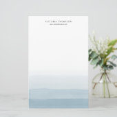 Moderne Waterverf Blue Ombre gepersonaliseerd Briefpapier (Staand voorkant)