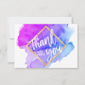 Moderne Waterverf Blue Paars Turquoise DANK U Bedankkaart (Voorkant)