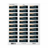 Moderne Waterverf Blue & Peach Coral Chic Wedding Etiket (Full Sheet)