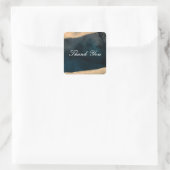 Moderne Waterverf Blue & Peach Coral Chic Wedding Vierkante Sticker (Tas)