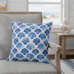Moderne Waterverf Blue Seashells Costal Decor Kussen
