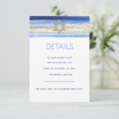 Moderne Waterverf Blue Star BAR MITZVAH RSVP Informatiekaartje (Staand voorkant)