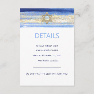 Moderne Waterverf Blue Star BAR MITZVAH RSVP Informatiekaartje