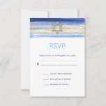 Moderne Waterverf Blue Star BAR MITZVAH RSVP Kaartje<br><div class="desc">Mooie religieuze Joodse Bar Mitzvah RSVP-uitnodigingskaarten. Moderne, maar elegante waterverf in blauw penseellijnkleuren, licht tot blauw. Gold Star van David in het midden met faux gouden borstelslag. Moderne scriptletters. 'Wordt naar de TORAH geroepen als een Bar Mitzvah'. Voorlopig voor 13-jarige zoon, jongen. Eenvoudig te bewerken - voeg alleen uw informatie/tekst...</div>