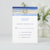 Moderne Waterverf Blue Star BAR MITZVAH RSVP Kaartje (Staand voorkant)