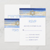Moderne Waterverf Blue Star BAR MITZVAH RSVP Kaartje (Voorkant / Achterkant)