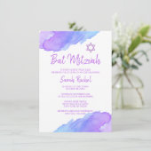 Moderne Waterverf Blue Star Bat Mitzvah #LC Kaart (Staand voorkant)