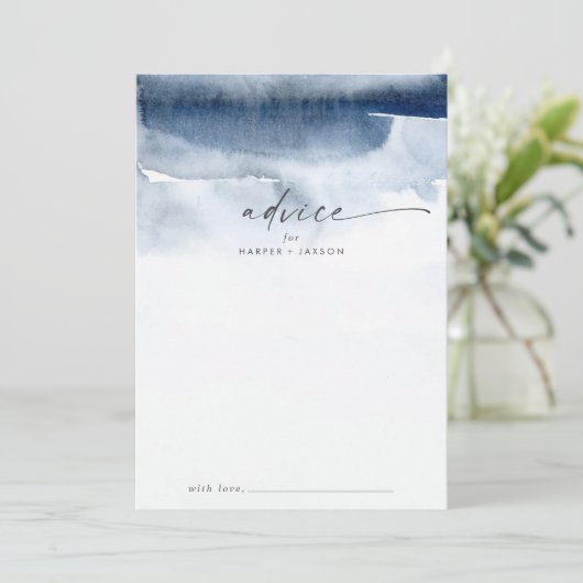 Moderne Waterverf | Blue Wedding Advice Kaart (Staand voorkant)