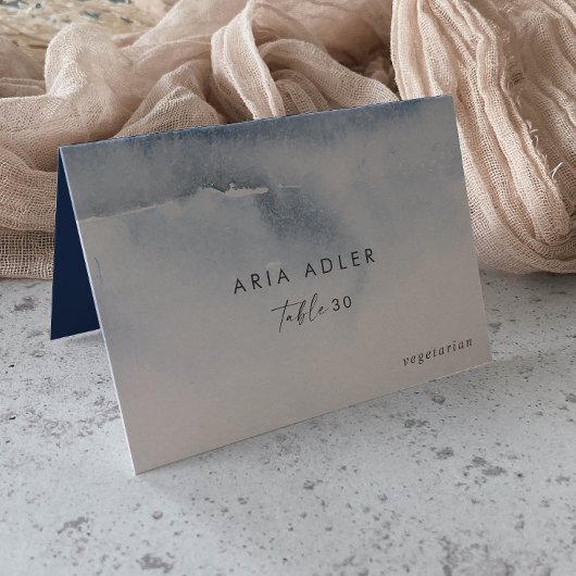 Moderne Waterverf | Blue Wedding Place Cards Kaart