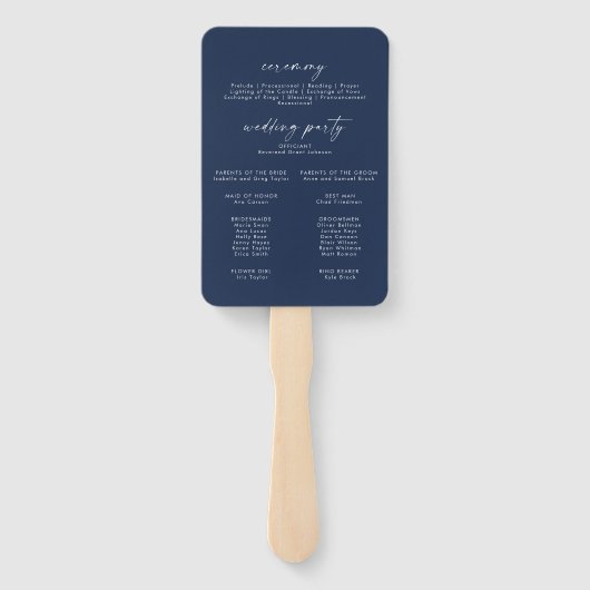 Moderne Waterverf | Blue Wedding Programme Hand Fa Handwaaier (Achterkant)