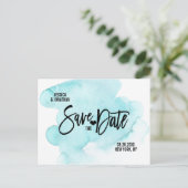 Moderne Waterverf Blue Wedding SAVE THE DATE Aankondigingskaart (Staand voorkant)