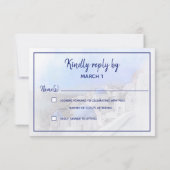 Moderne Waterverf Blue White Greek Wedding RSVP (Achterkant)