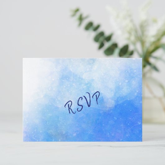 Moderne Waterverf Blue White Greek Wedding RSVP Kaartje (Staand voorkant)