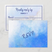 Moderne Waterverf Blue White Greek Wedding RSVP Kaartje (Voorkant / Achterkant)