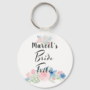 Moderne Waterverf Blush Pink Bride Tribe Sleutelhanger