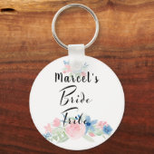 Moderne Waterverf Blush Pink Bride Tribe Sleutelhanger (Voorkant)