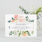 Moderne Waterverf Blush Pink Floral Baby shower Kaart (Staand voorkant)