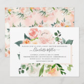 Moderne Waterverf Blush Pink Floral Baby shower Kaart (Voorkant / Achterkant)