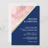 Moderne Waterverf Blush Pink & Navy Blue Wedding Kaart (Voorkant)