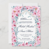 Moderne Waterverf Blush Roze Bloemen Moslim Bruilo Kaart (Voorkant)