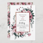 Moderne waterverf blush roze bordeauxbloem kaart (Voorkant / Achterkant)