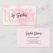 Moderne Waterverf Blush Roze Elegante Wimpers Visitekaartje (Voorkant / Achterkant)