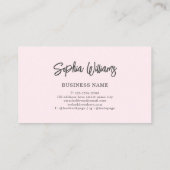 Moderne Waterverf Blush Roze Elegante Wimpers Visitekaartje (Achterkant)