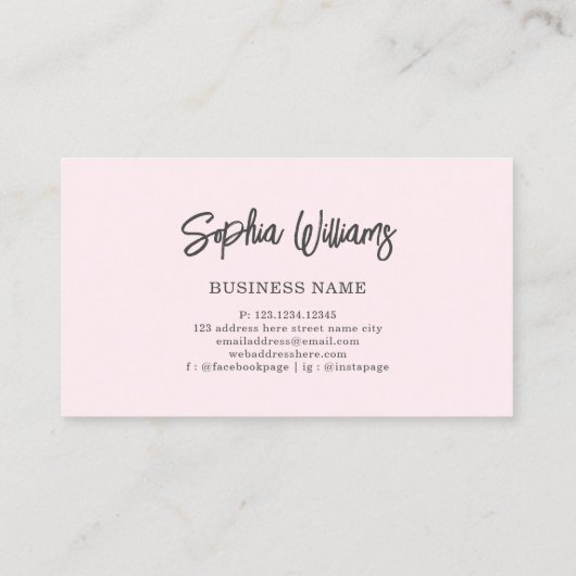 Moderne Waterverf Blush Roze Elegante Wimpers Visitekaartje (Achterkant)