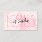 Moderne Waterverf Blush Roze Elegante Wimpers Visitekaartje (Voorkant)