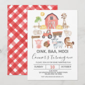 Moderne Waterverf Boerderij op dag uitnodiging (Voorkant / Achterkant)