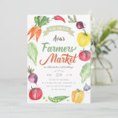 Moderne Waterverf boerenmarkt: Birthday Party Kaart (Staand voorkant)