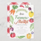 Moderne Waterverf boerenmarkt: Birthday Party Kaart (Voorkant / Achterkant)