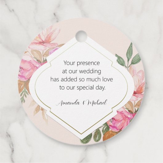 Moderne Waterverf Boho bloemstuk Bedankjes Labels (Achterkant)