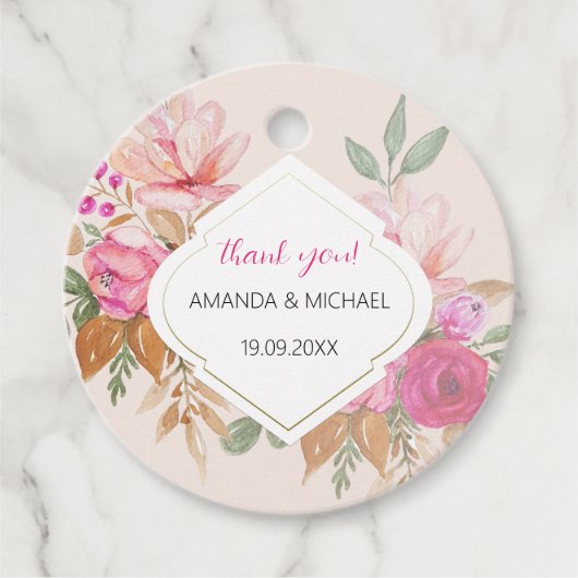 Moderne Waterverf Boho bloemstuk Bedankjes Labels (Voorkant)