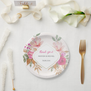 Moderne Waterverf Boho bloemstuk Papieren Bordje