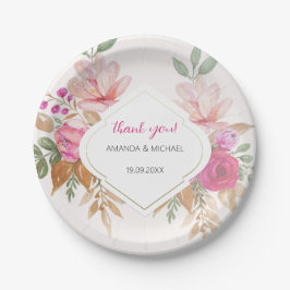 Moderne Waterverf Boho Bloemstuk Papieren Bordje