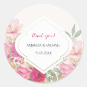 Moderne Waterverf Boho bloemstuk Ronde Sticker (Voorkant)